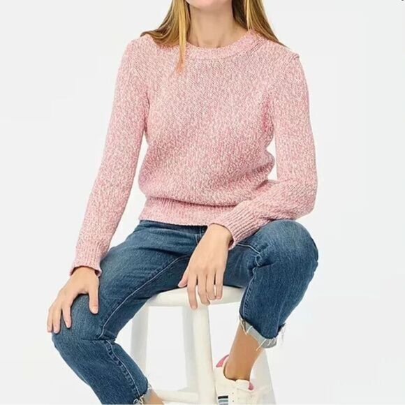 J. Crew Sweaters - J.CREW COLLECTION $178‎ Pink Marled Crew Neck Cotton Sweater Large